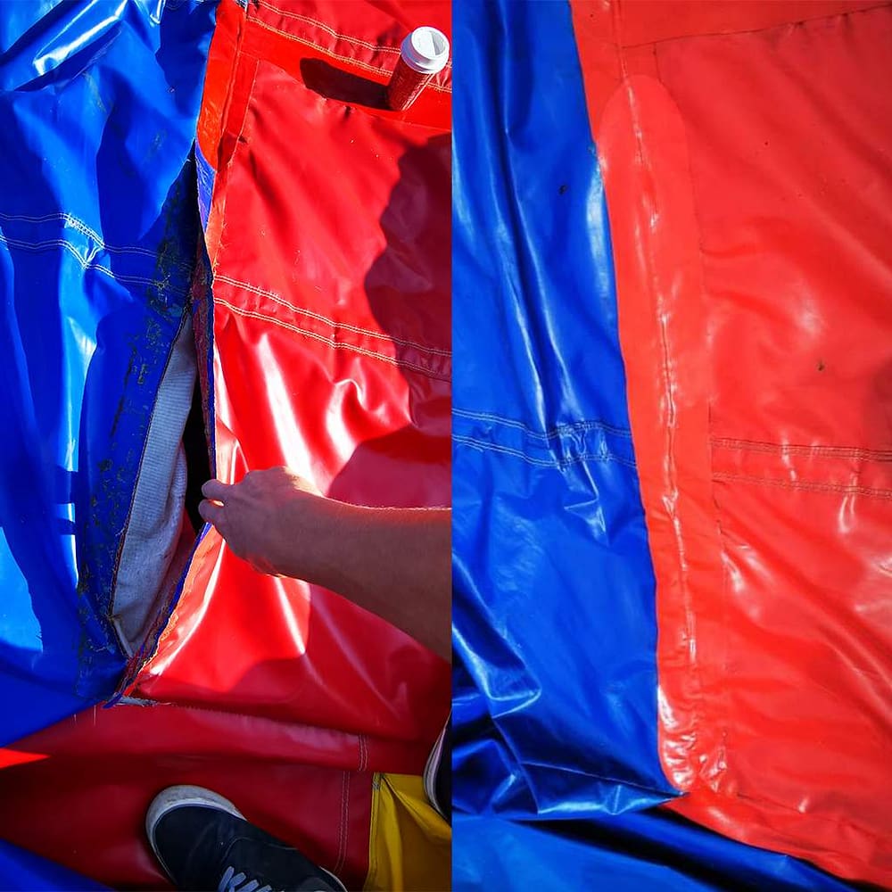 Servis nafukovacích atrakcií - oprava poškodenej nafukovačky